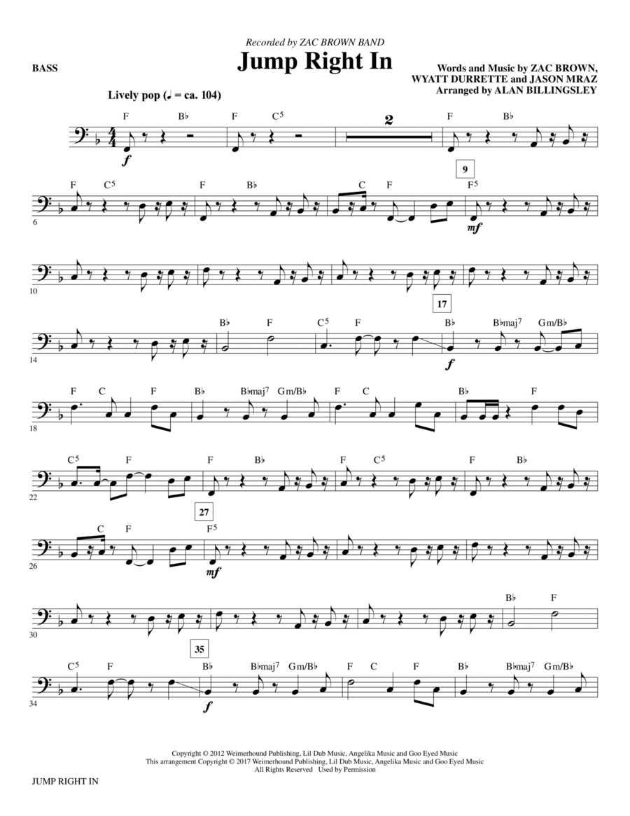 Jump Right In - Bass Choir scores gallery preview page 1