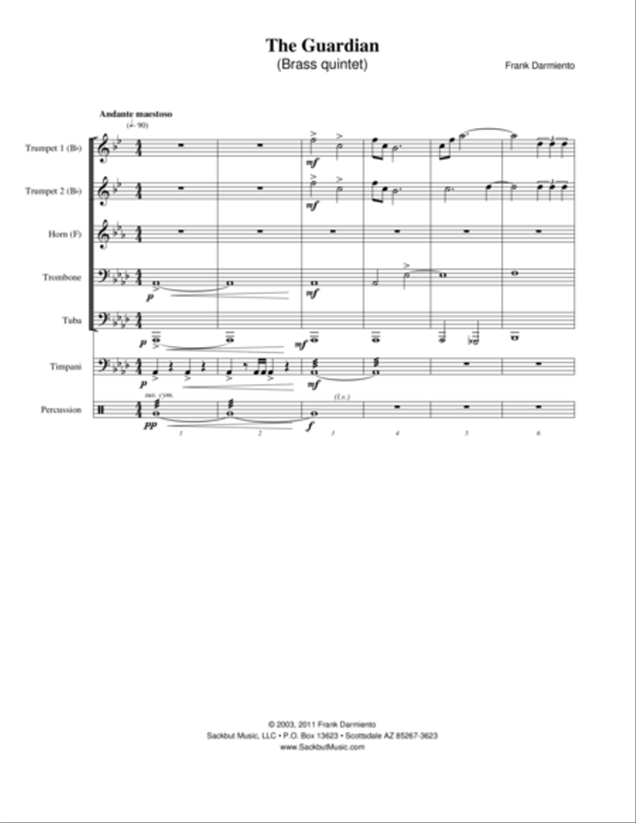 The Guardian (brass quintet version) Small Ensemble scores gallery preview page 1