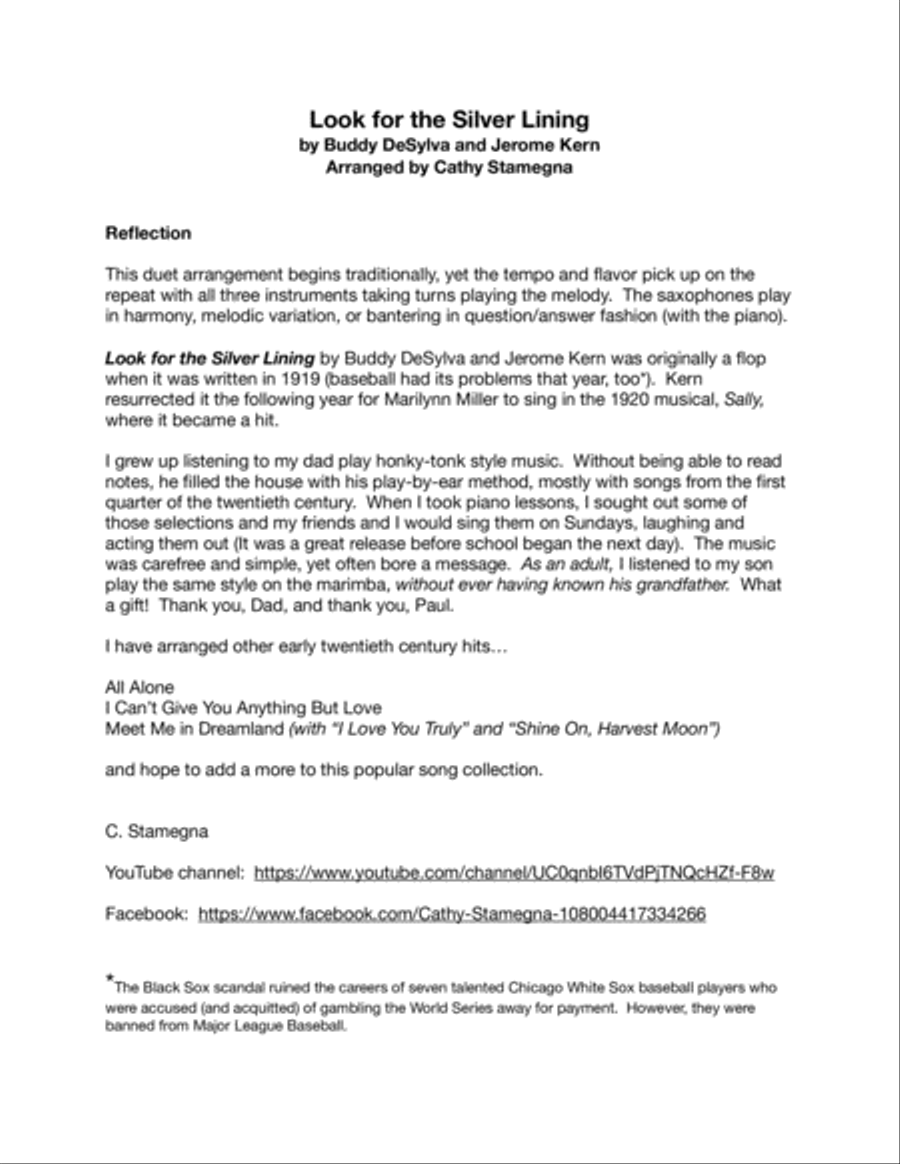 Look for the Silver Lining (Alto/Tenor Saxophone Duet, Piano) Woodwind Duet scores gallery preview page 2