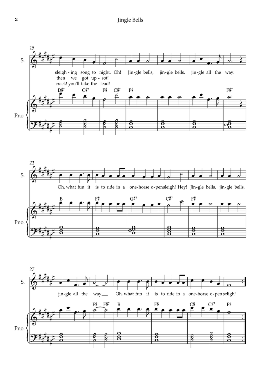 Jingle Bells Soprano Voice scores gallery preview page 2