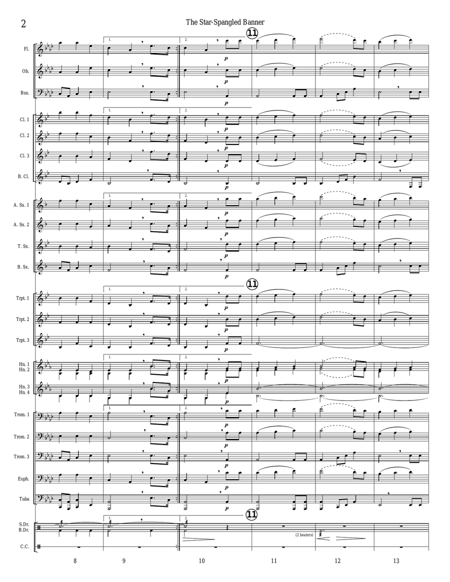 THE STAR-SPANGLED BANNER (USA National Anthem; concert band setting) Concert Band scores gallery preview page 2