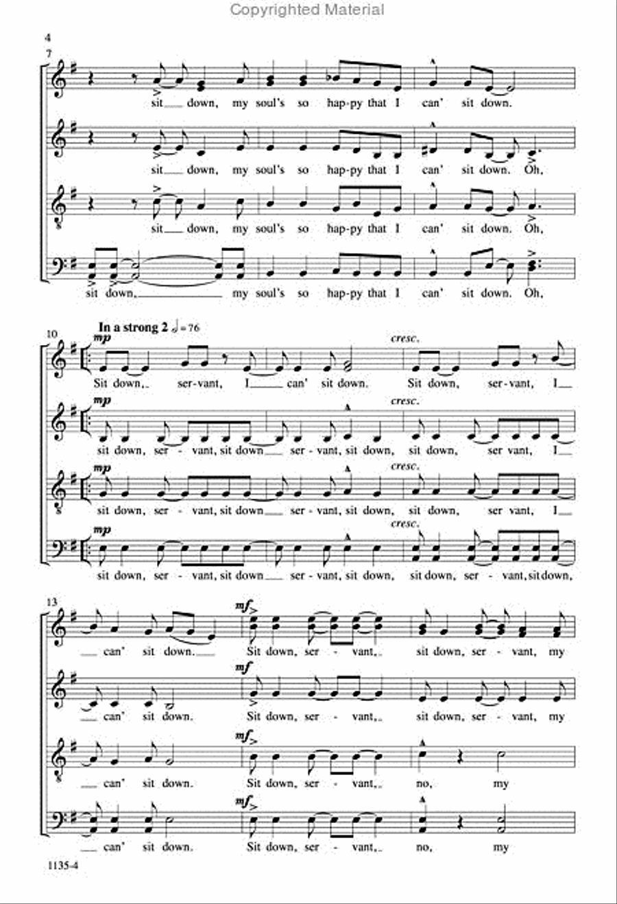 Sit Down Servant - SATB divisi Octavo Divisi scores gallery preview page 3
