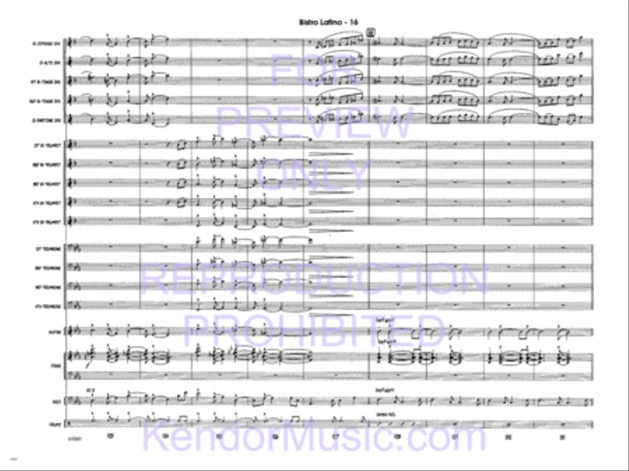 Bistro Latino (Full Score) Jazz Ensemble scores gallery preview page 18