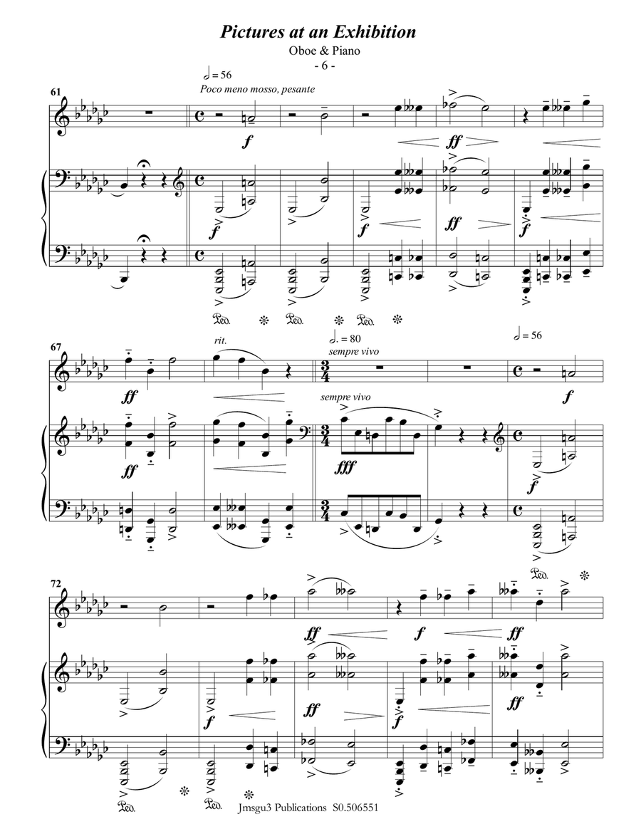 Mussorgsky: Pictures at an Exhibition for Oboe & Piano Piano scores gallery preview page 6