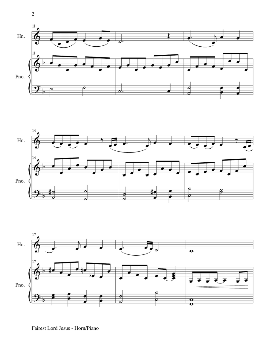 FAIREST LORD JESUS (Horn/Piano and Horn Part) Piano scores gallery preview page 2