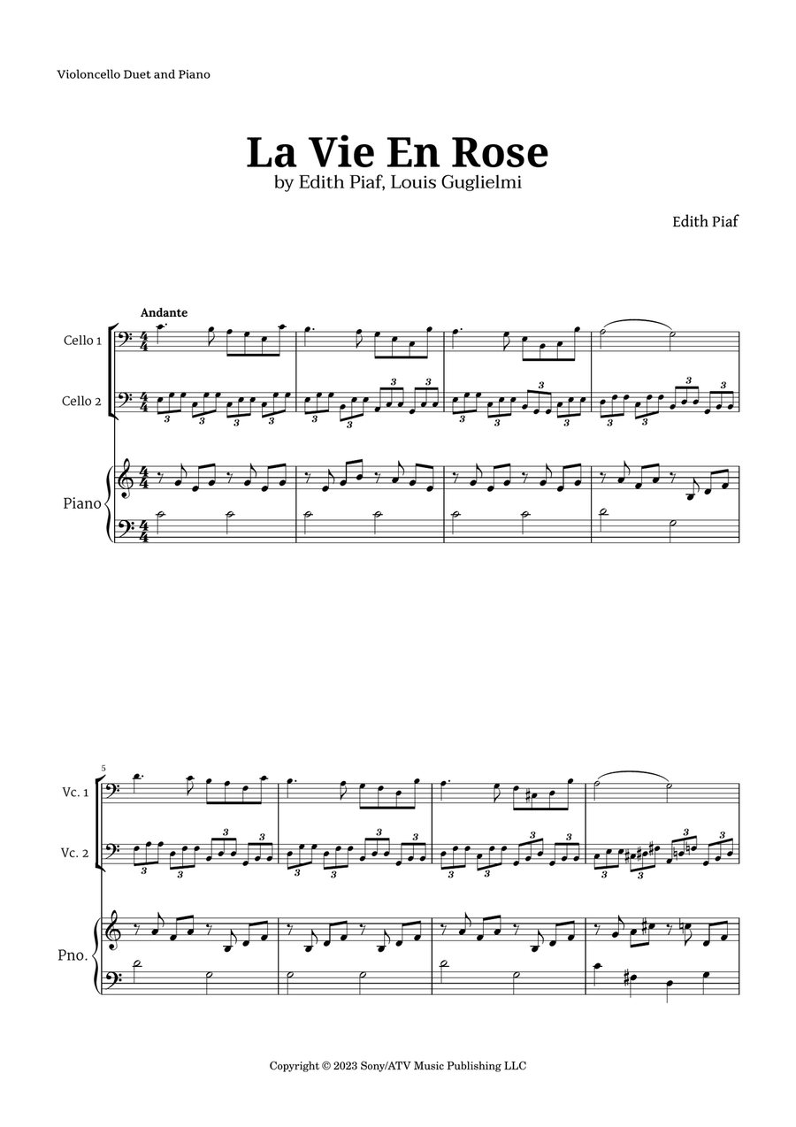 La Vie En Rose String Duet scores gallery preview page 1
