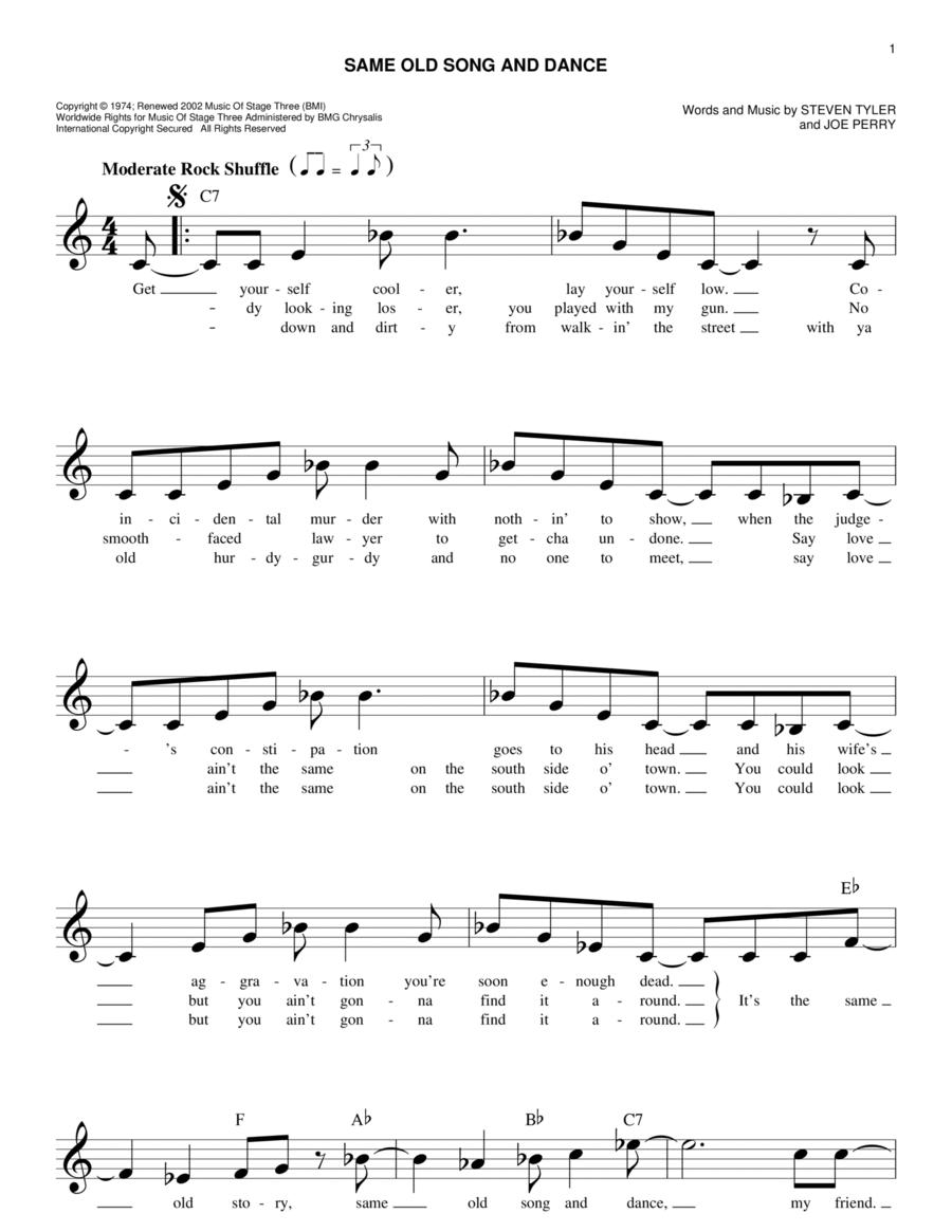 Same Old Song And Dance Piano scores gallery preview page 1