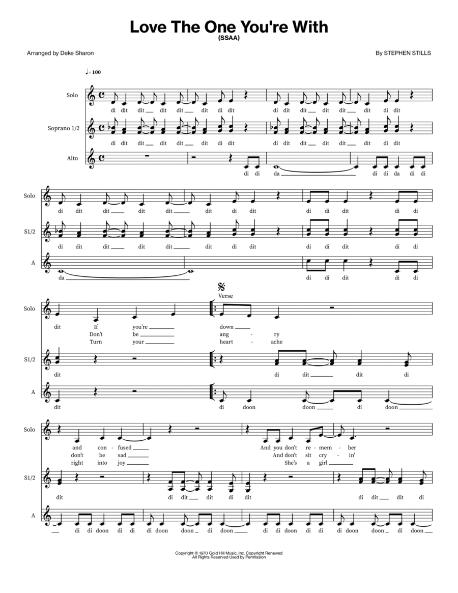 Love The One You're With 4-Part scores gallery preview page 1