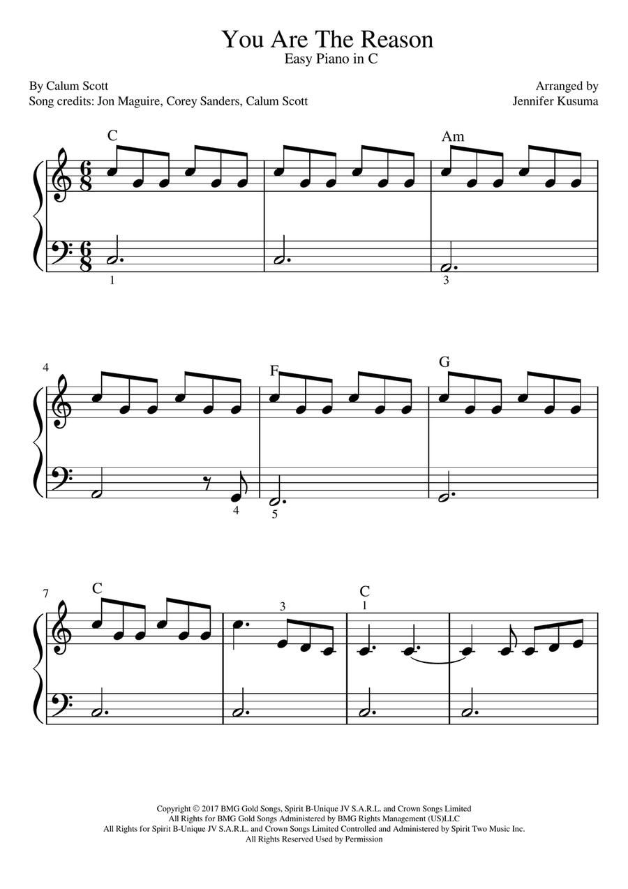 You Are The Reason Piano, Vocal scores gallery preview page 1