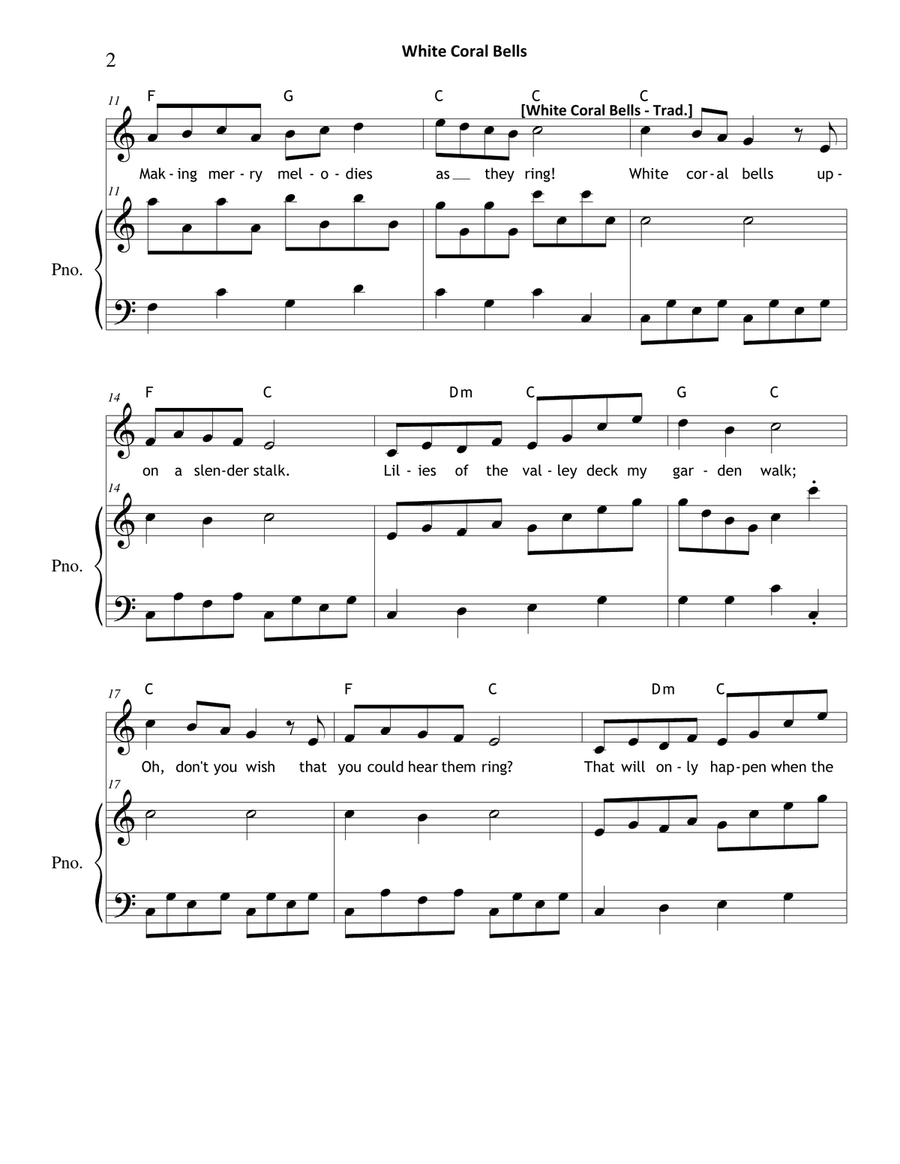 White Coral Bells Unison Choir scores gallery preview page 2