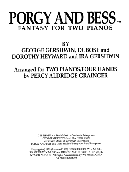 Porgy and Bess™ Fantasy for Two Pianos