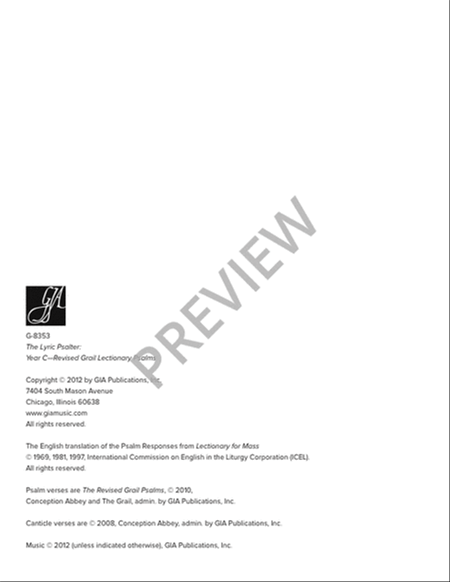 The Lyric Psalter, Year C Piano scores gallery preview page 4