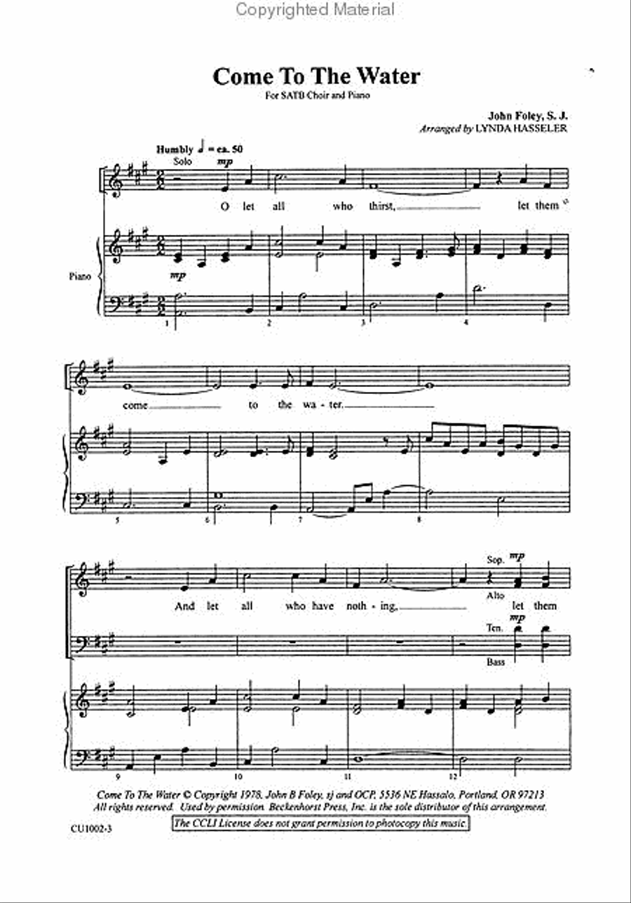 Come to the Water 4-Part scores gallery preview page 2