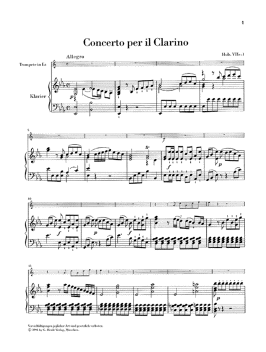 Concerto for Trumpet and Orchestra in E-Flat Major Hob.VIIe:1