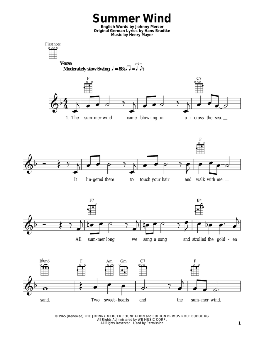Summer Wind Ukulele scores gallery preview page 1