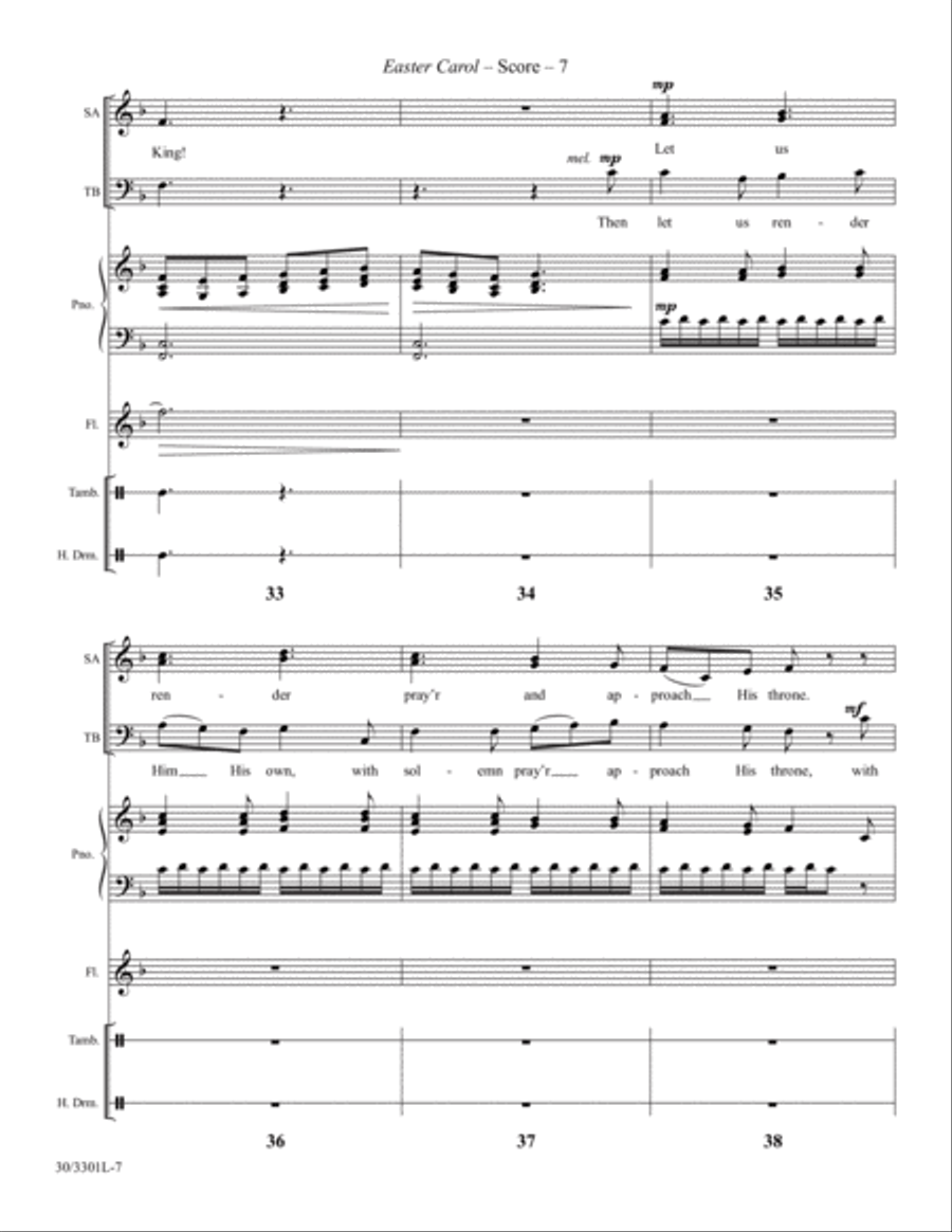 Easter Carol - Flute and Percussion Score and Parts Choir scores gallery preview page 8