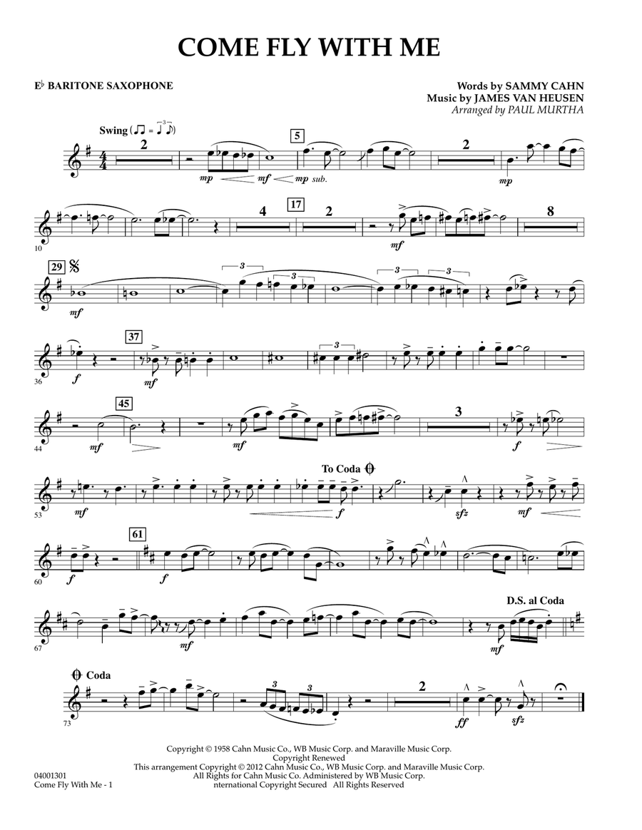 Come Fly With Me - Eb Baritone Saxophone Concert Band scores gallery preview page 1