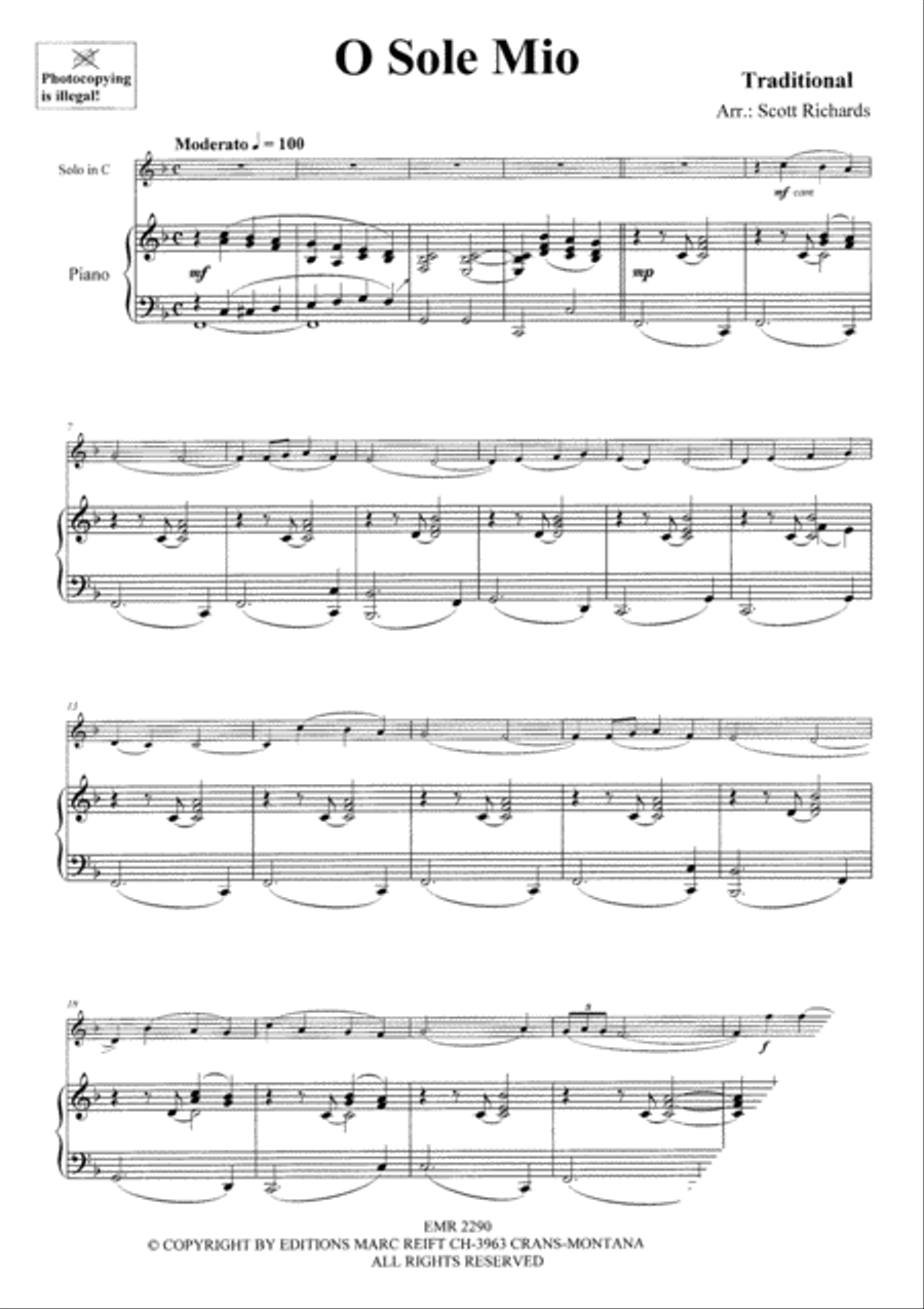 O Sole Mio Clarinet Solo scores gallery preview page 3