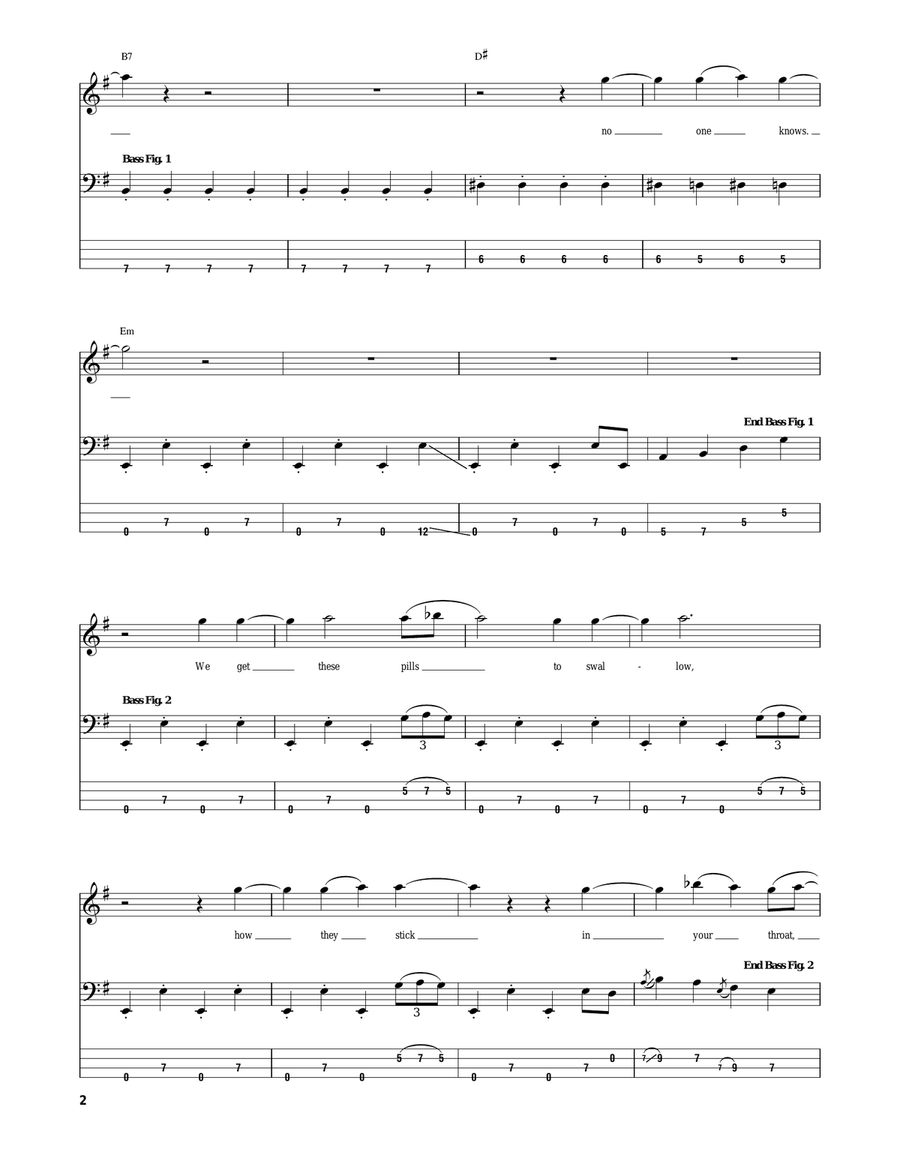 No One Knows Guitar Tablature scores gallery preview page 2