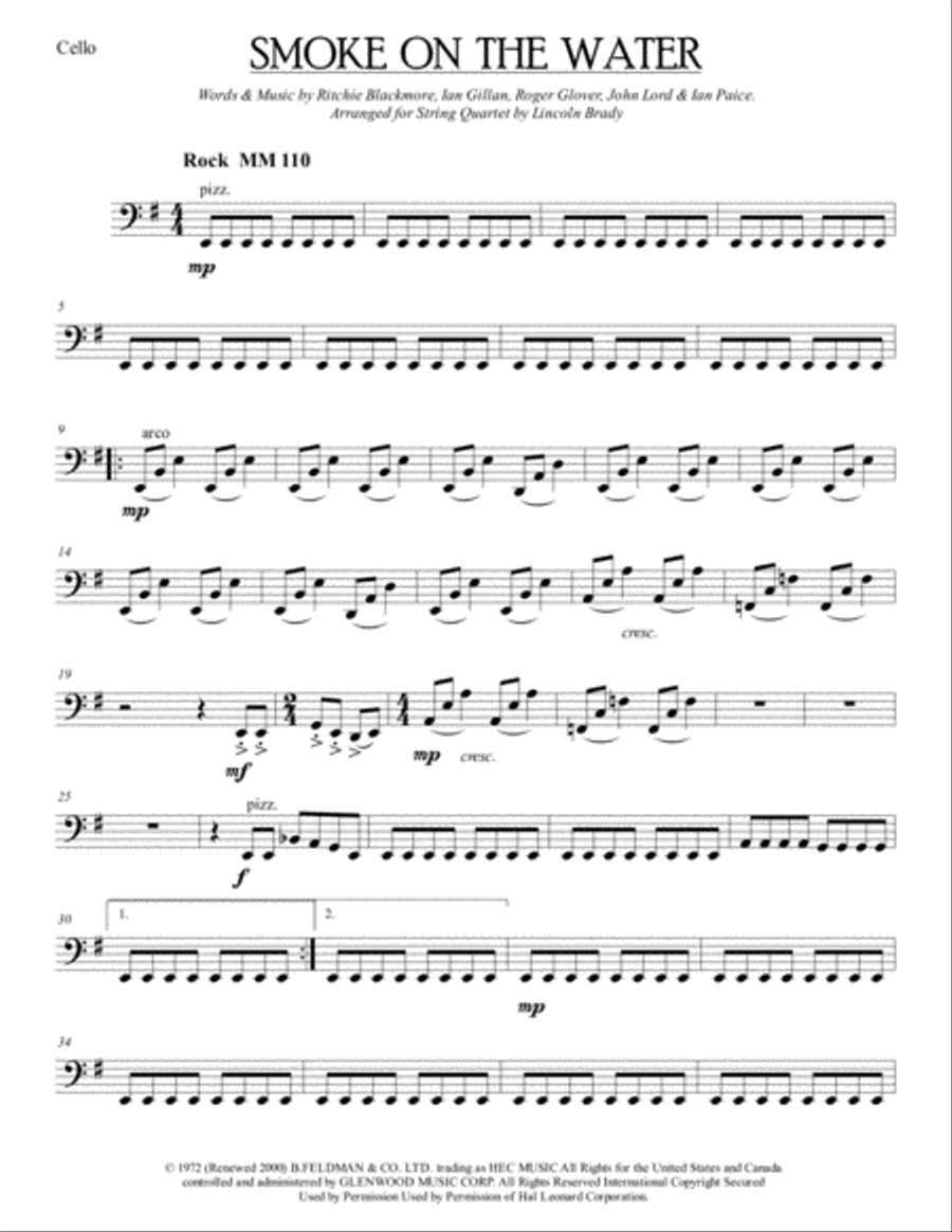Smoke On The Water Smoke On The Water String Quartet scores gallery preview page 3