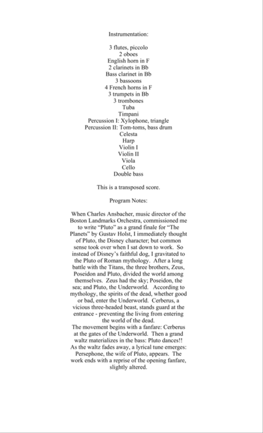 Pluto ... Lord of the Underworld (2005) for large orchestra Small Ensemble scores gallery preview page 2