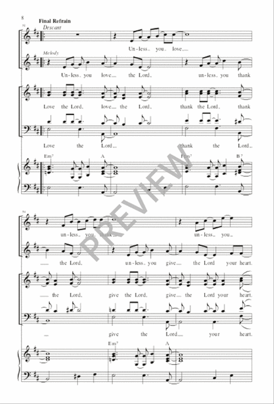 Give the Lord Your Heart / Le Das Tu Corazón 4-Part scores gallery preview page 8