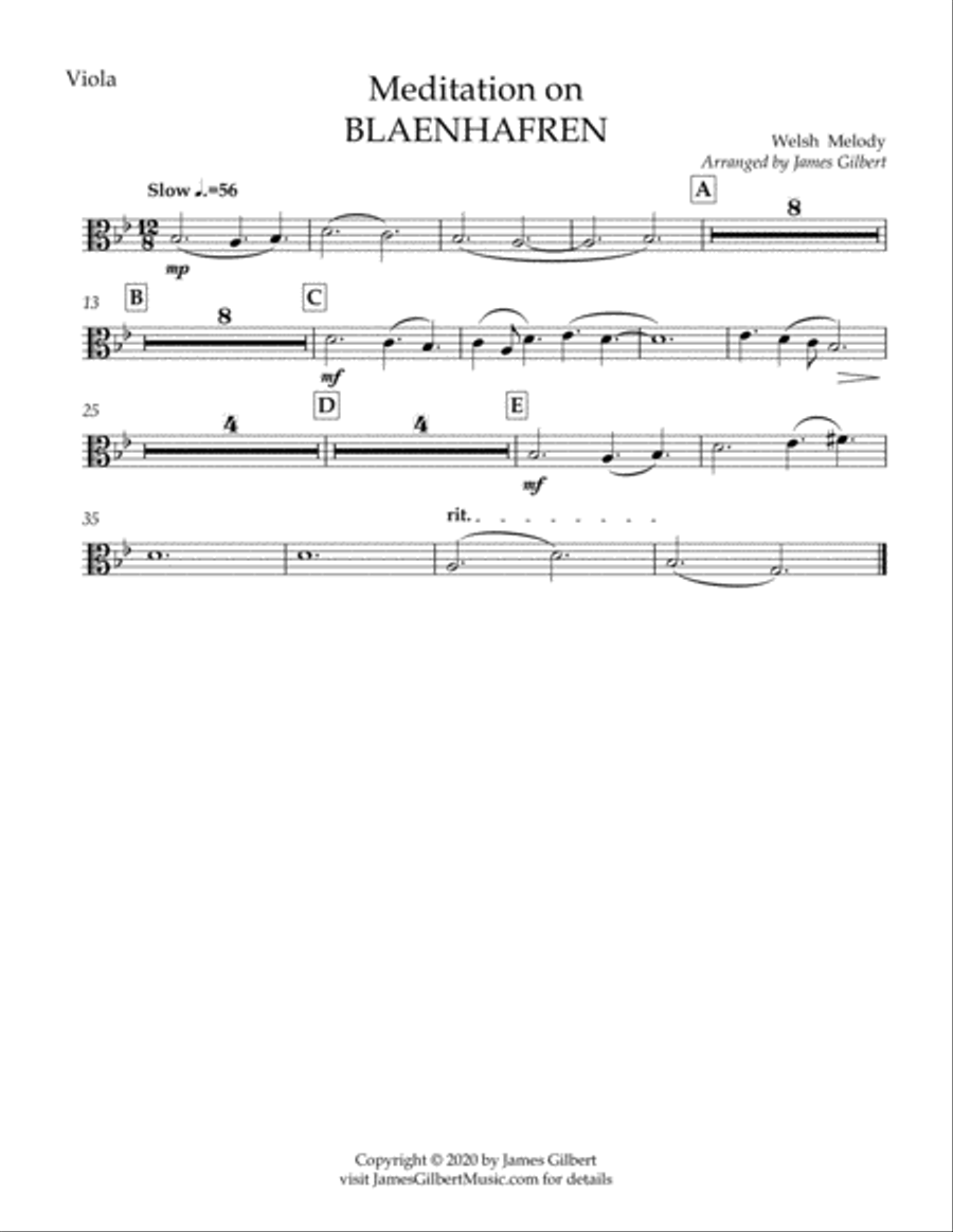 Meditation on BLAENHAFREN Full Orchestra scores gallery preview page 2
