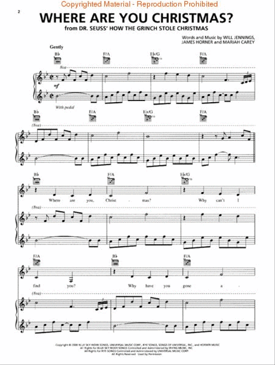 Where Are You Christmas? Piano, Vocal, Guitar scores gallery preview page 2