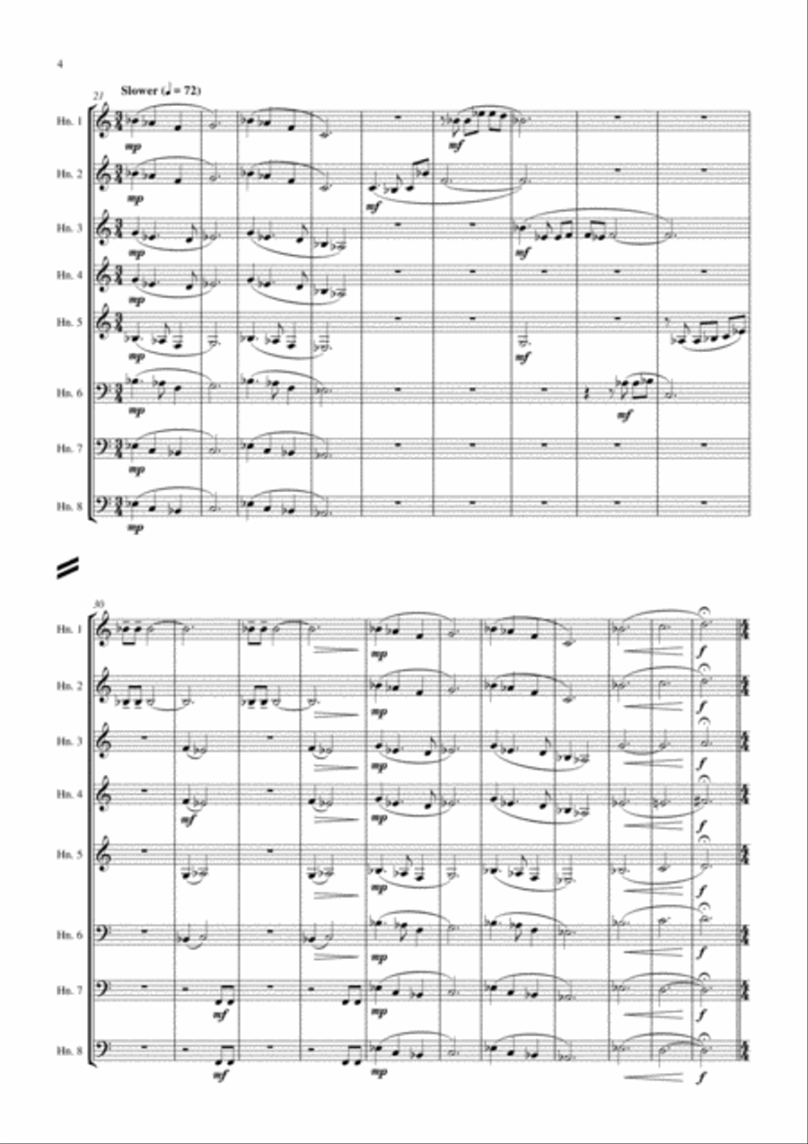 Carson Cooman: Giant Colored Bird III (2005) for horn octet Brass Ensemble scores gallery preview page 4