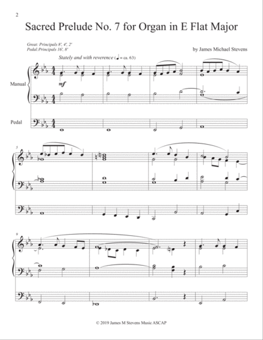 Sacred Prelude No. 7 for Organ in E Flat Major Organ Solo scores gallery preview page 2