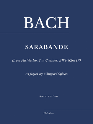 Book cover for Partita No. 2 in C minor, BWV 826: IV. Sarabande (As played by Vikingur Olafsson)