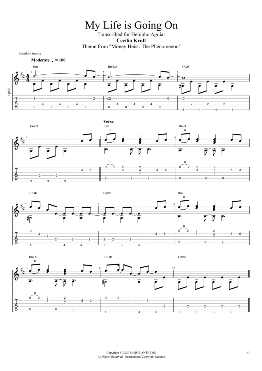 La Casa De Papel (my Life Is Going On) Electric Guitar scores gallery preview page 1