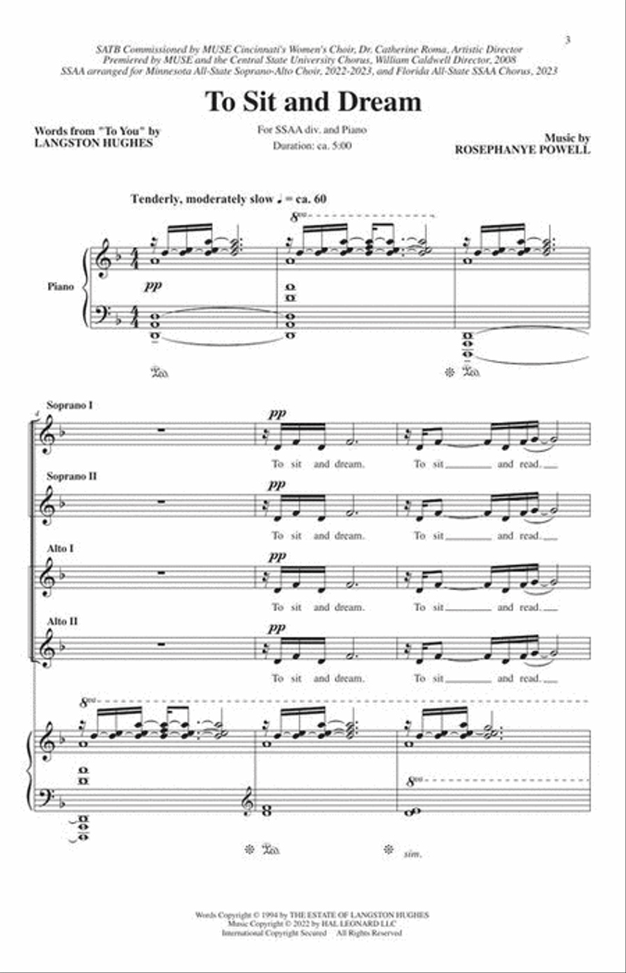 To Sit and Dream SSAA scores gallery preview page 4