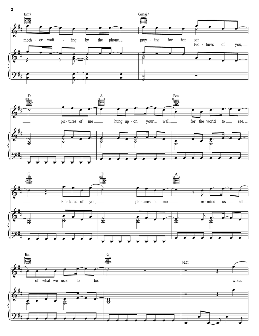 Pictures Of You Pictures Of You Piano, Vocal, Guitar scores gallery preview page 2