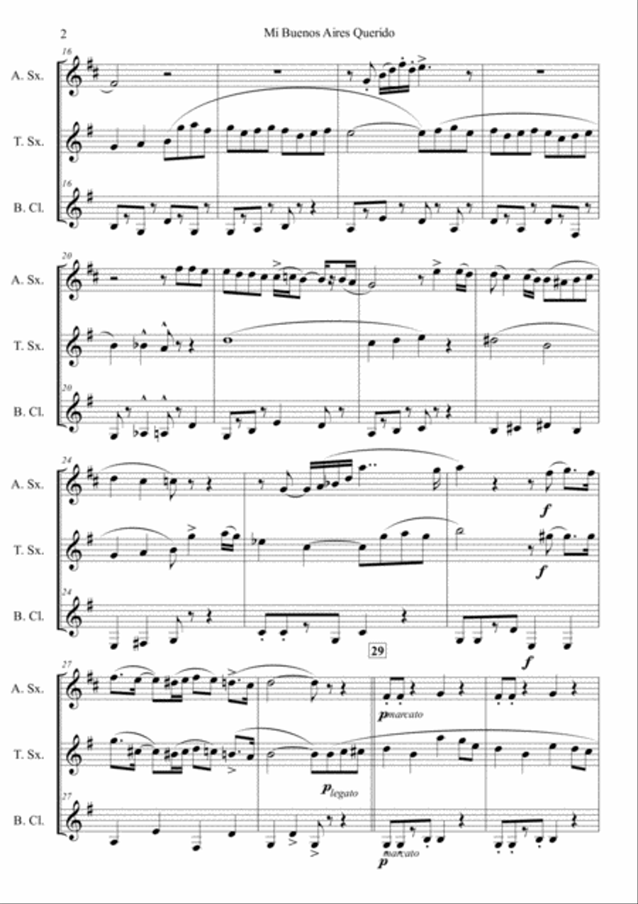 Mi Buenos Aires Querido Woodwind Trio scores gallery preview page 2