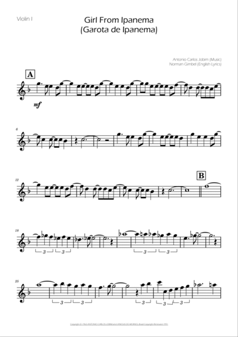 The Girl From Ipanema (garôta De Ipanema) String Quintet scores gallery preview page 6