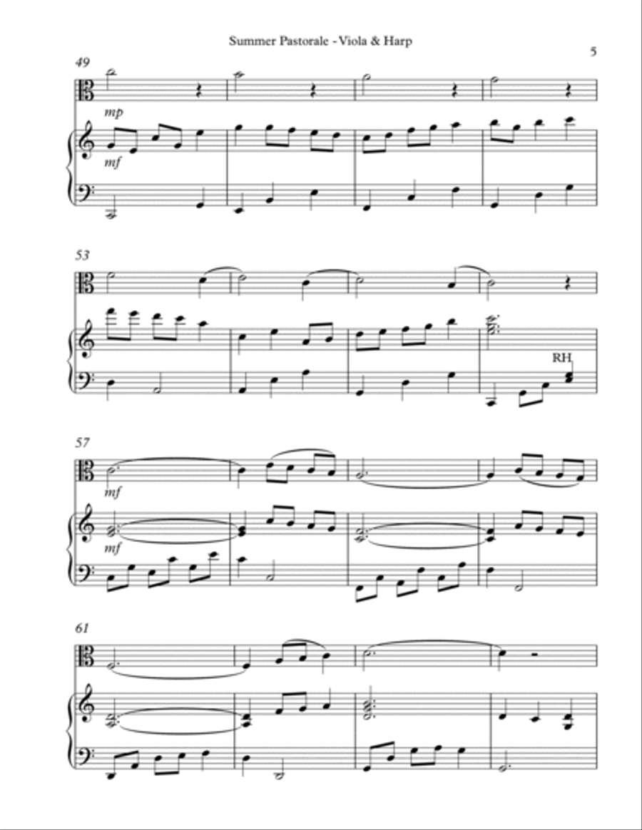 Summer Pastorale, Duet for Viola & Harp String Duet scores gallery preview page 5