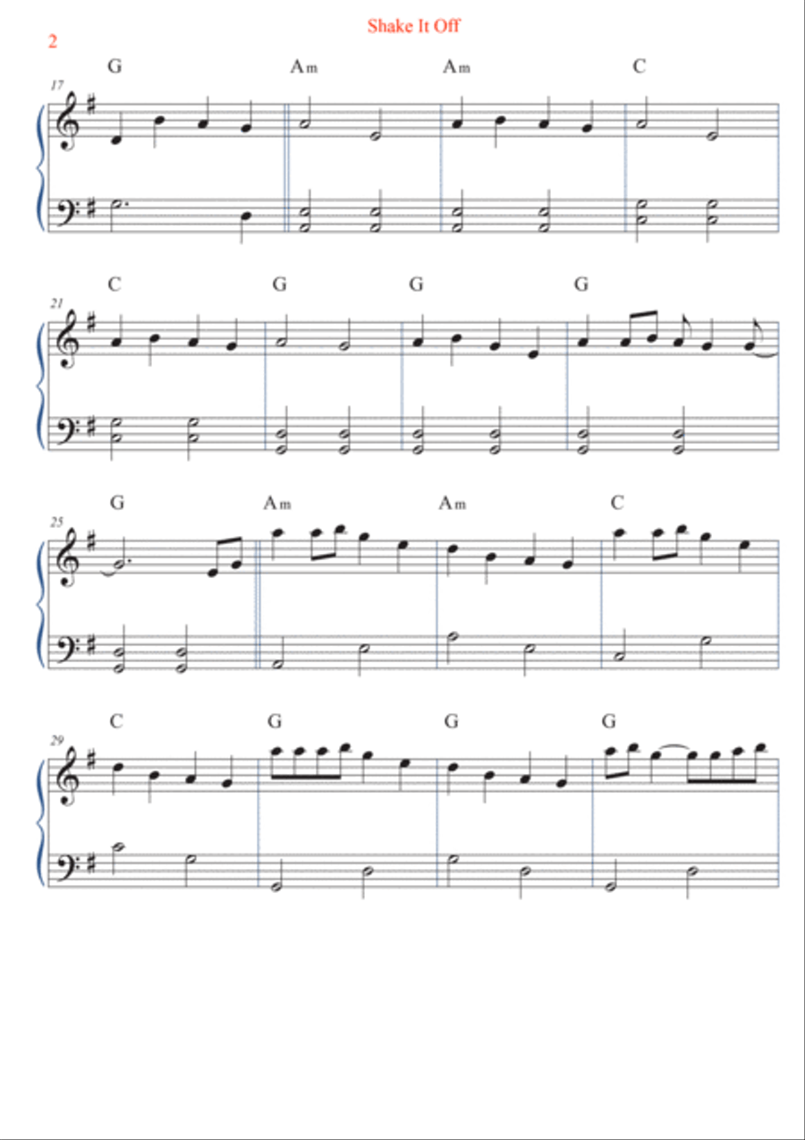 Shake It Off Easy Piano scores gallery preview page 2