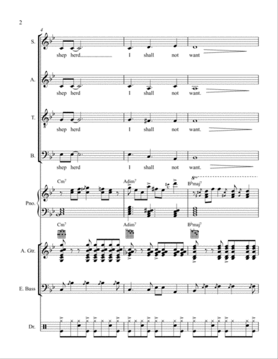 Psalm 23 4-Part scores gallery preview page 2