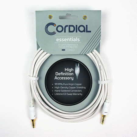 Balanced 1/8″ (Mini Plug) Cable - 1/8-inch TRS to 1/8-inch TRS: 10-Foot White