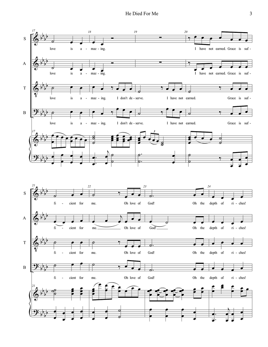 He Died For Me He Died For Me 4-Part scores gallery preview page 5