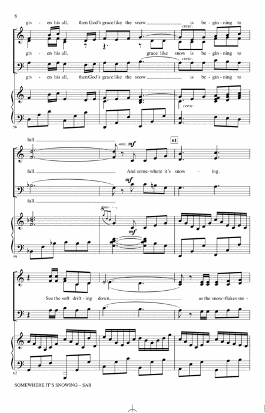 Somewhere It's Snowing (arr. John Leavitt) 3-Part scores gallery preview page 7