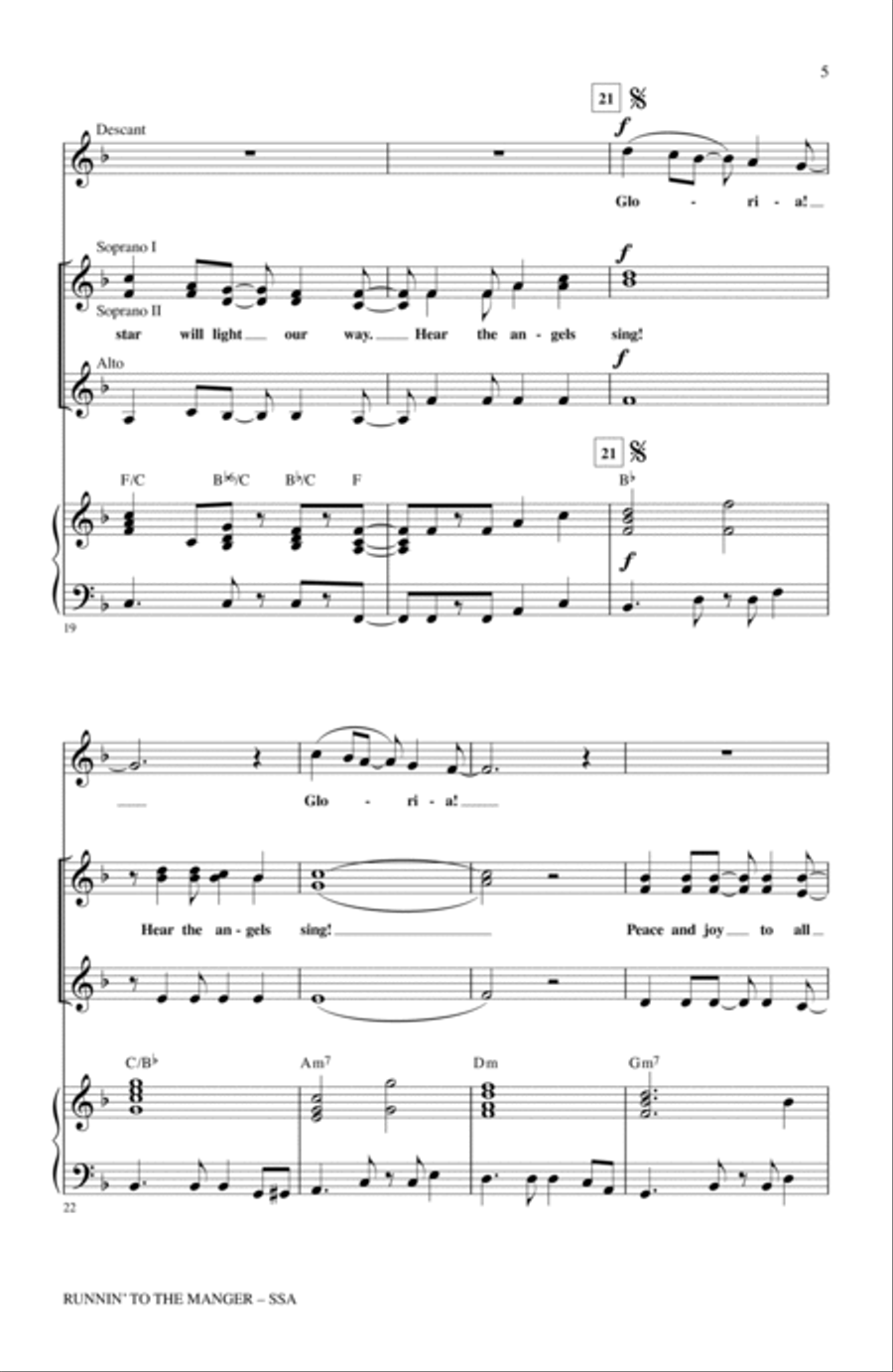 Runnin' To The Manger (Hear The Angels Sing) SSA scores gallery preview page 3