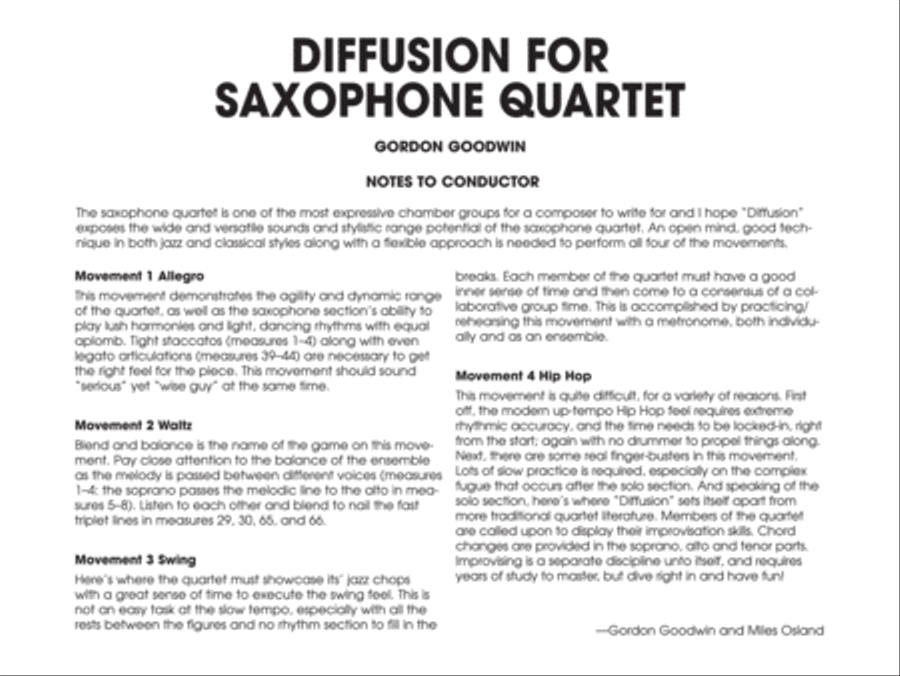 Diffusion for Sax Quartet: Score Saxophone Quartet scores gallery preview page 2