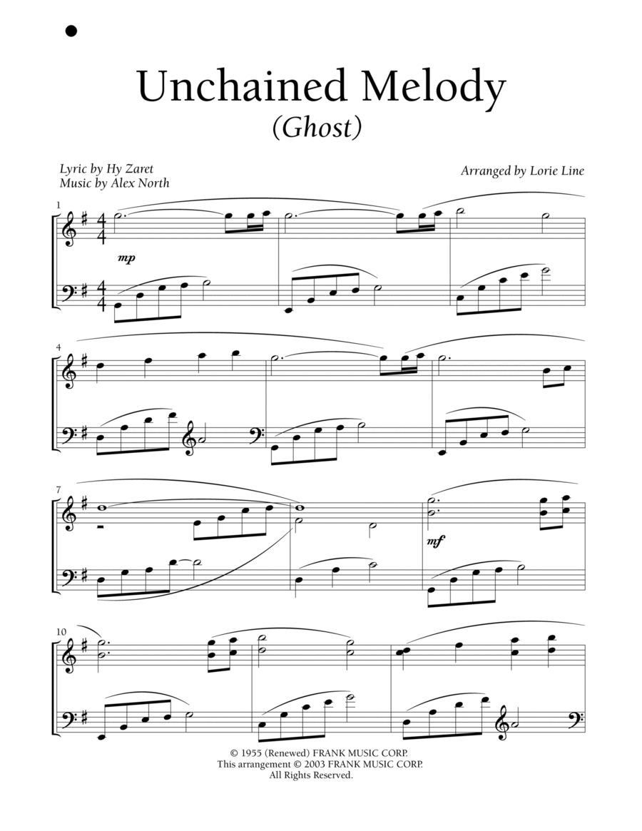 Unchained Melody Piano Solo scores gallery preview page 1