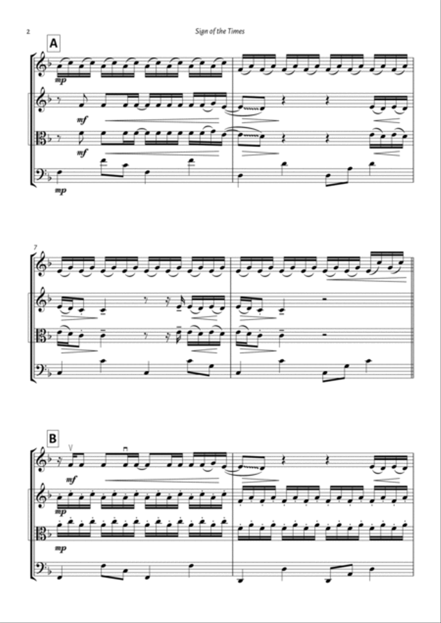 Sign Of The Times String Trio scores gallery preview page 2