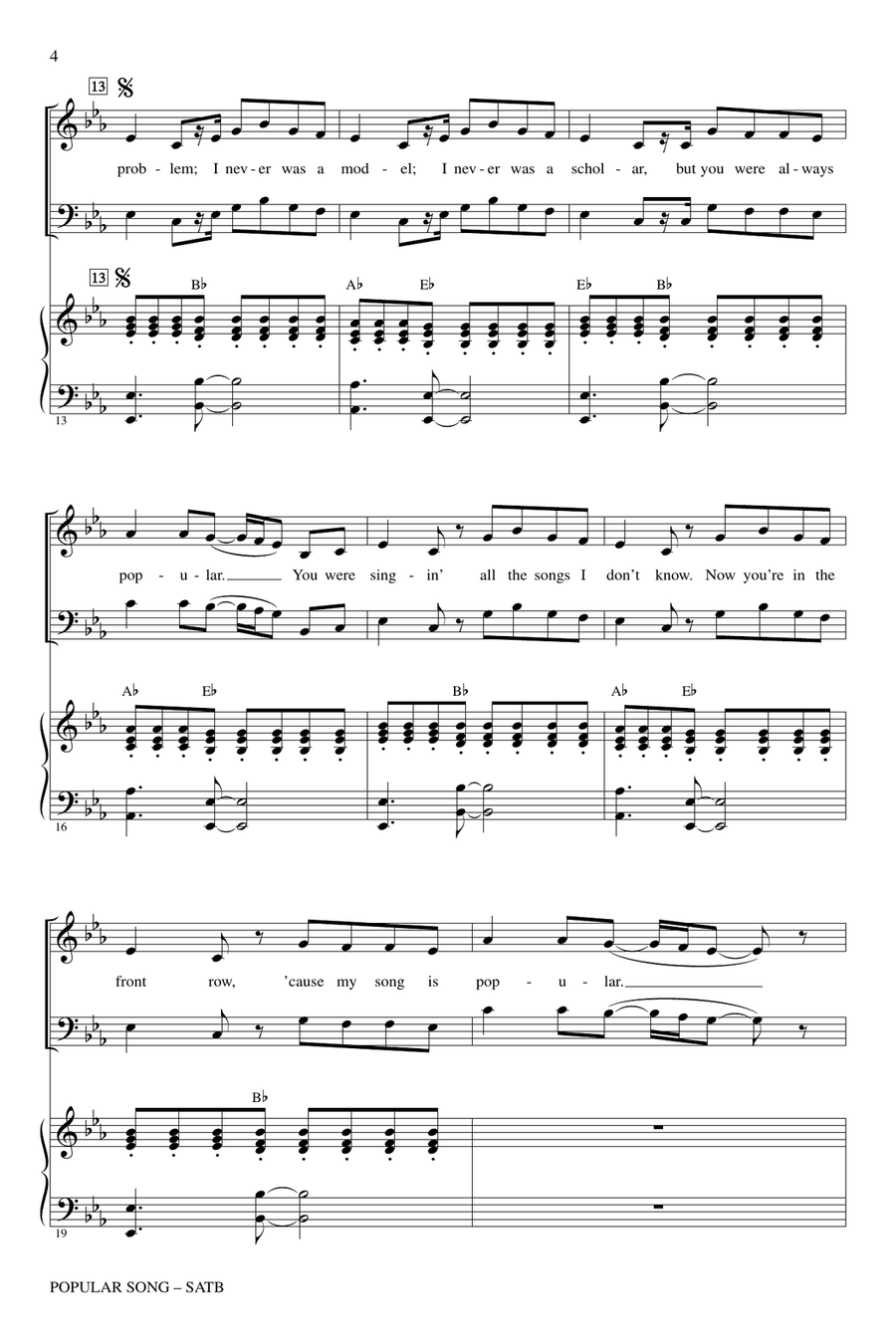 Popular Song 4-Part scores gallery preview page 3