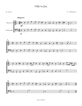 beethoven ode to joy french horn and cello sheet music for beginners