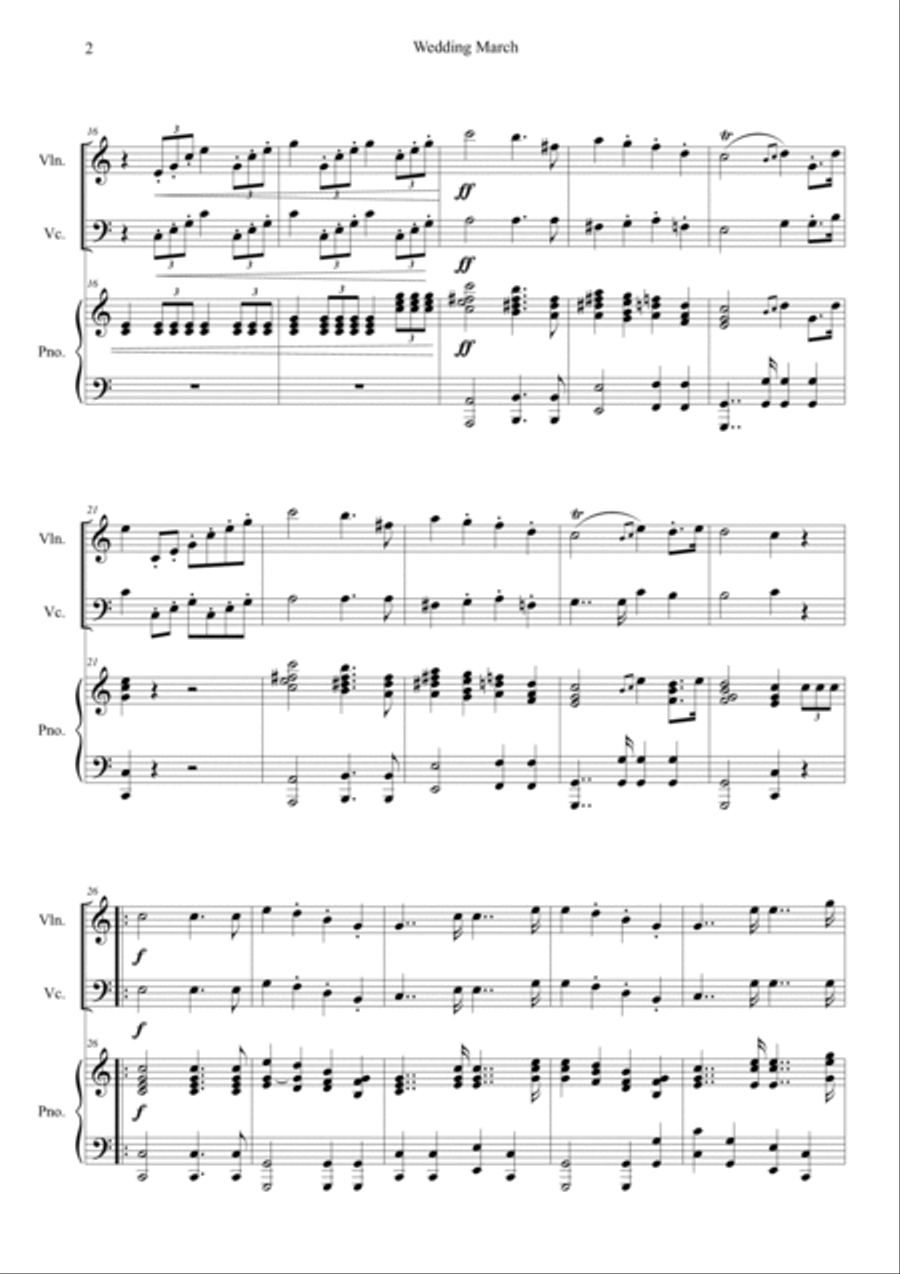 Wedding March Piano Trio scores gallery preview page 2