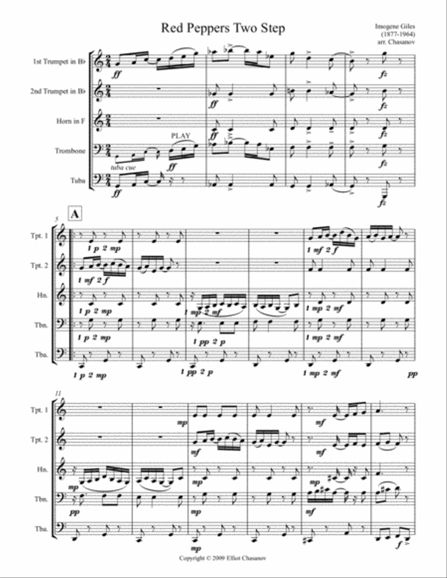 Red Pepper Two Step for brass quintet Brass Quintet scores gallery preview page 1